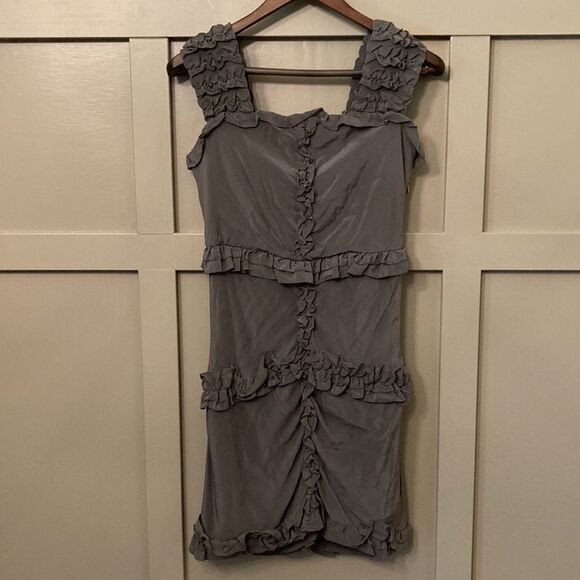 ANTHROPOLOGIE Leifsdottir 100% Silk Ruffle Dress Size 6 - Picture 4 of 12